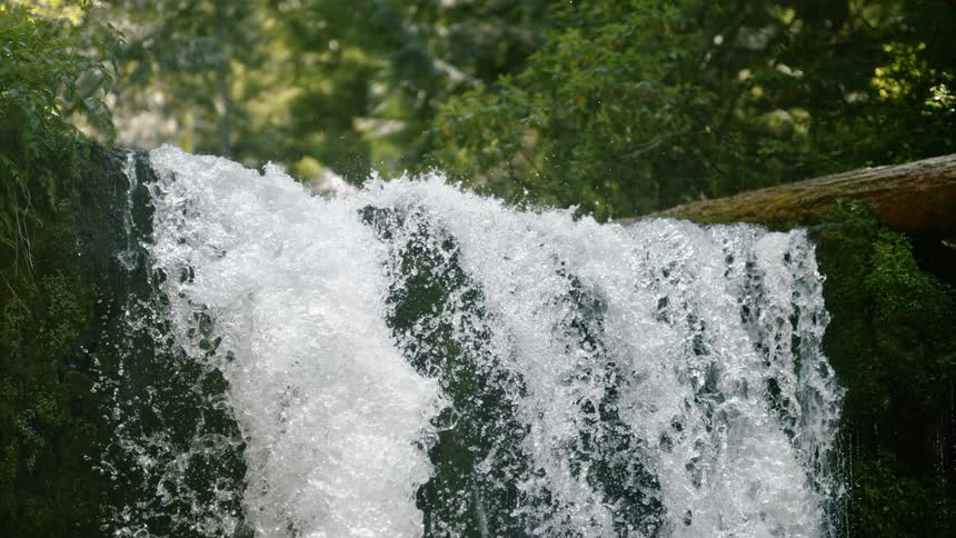 A slow motion view of a water fall