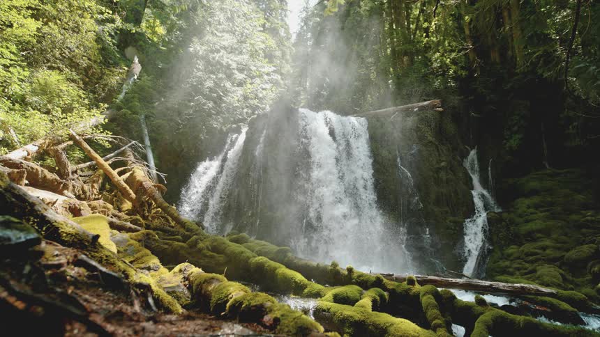 A slow motion footage of a waterfall