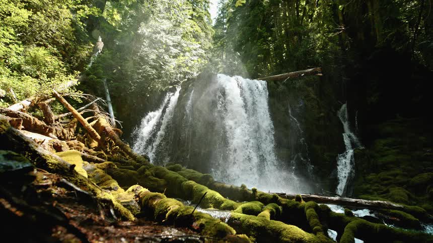 A slow motion footage of a waterfall