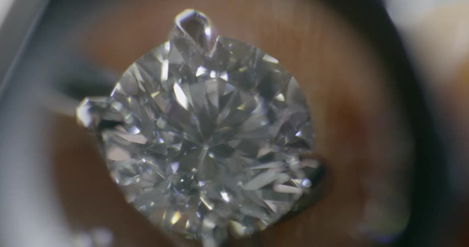 A diamond seen through a magnifying glass