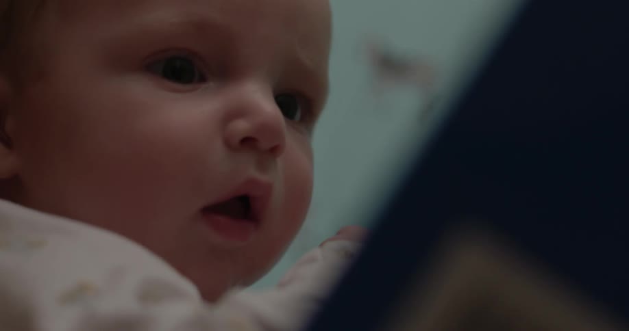 A baby looks around