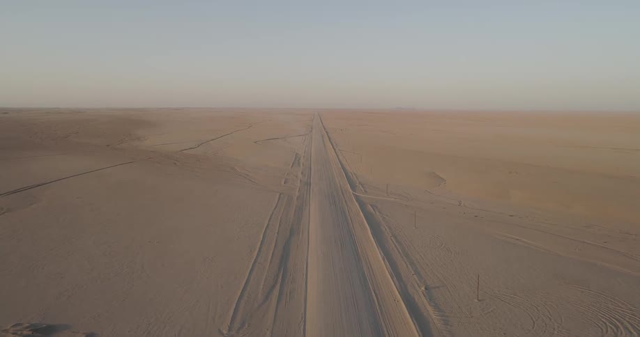 A long flat sandy desert
