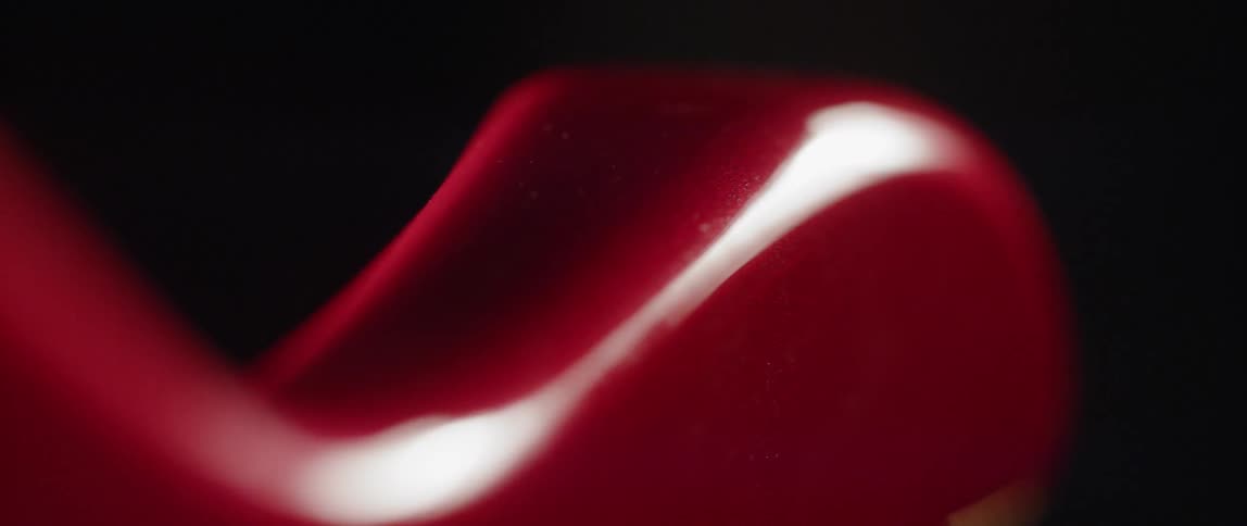 Very close up view of a red object