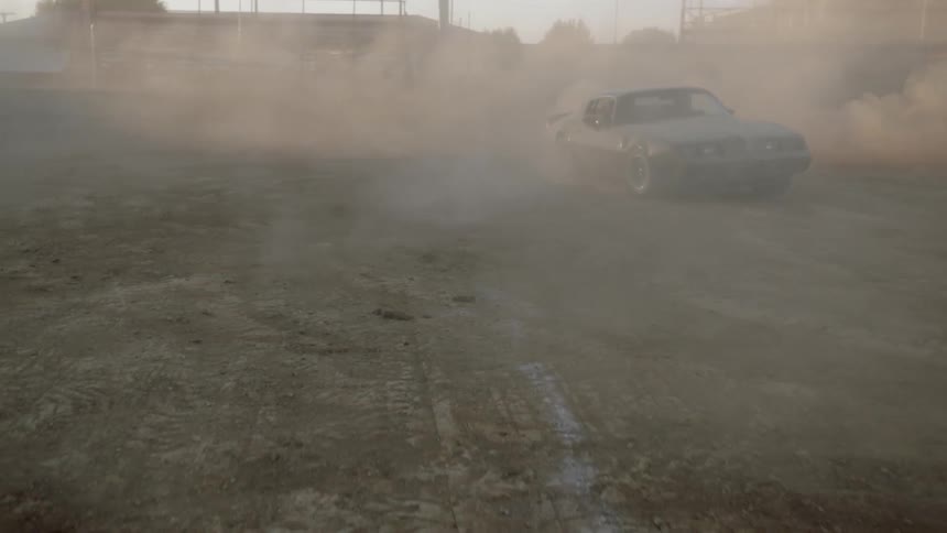 A sports car spins