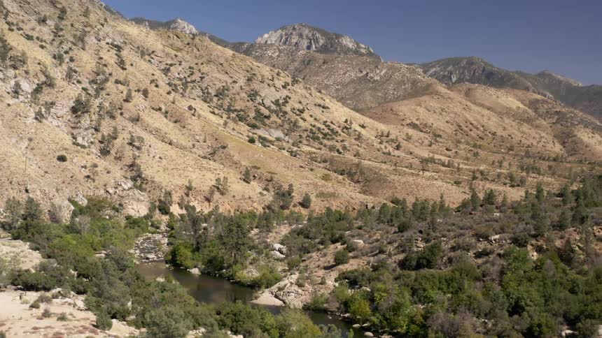 Aerial shot of barren hills