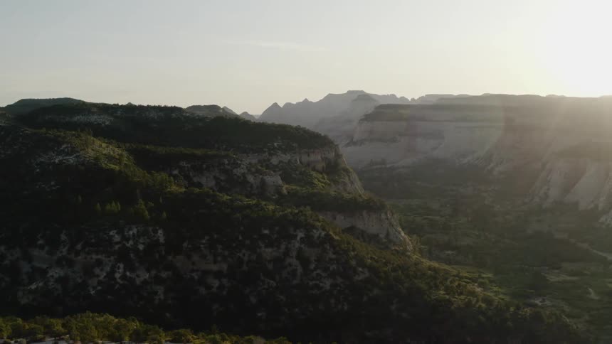 Landscape view of a valley and canyons