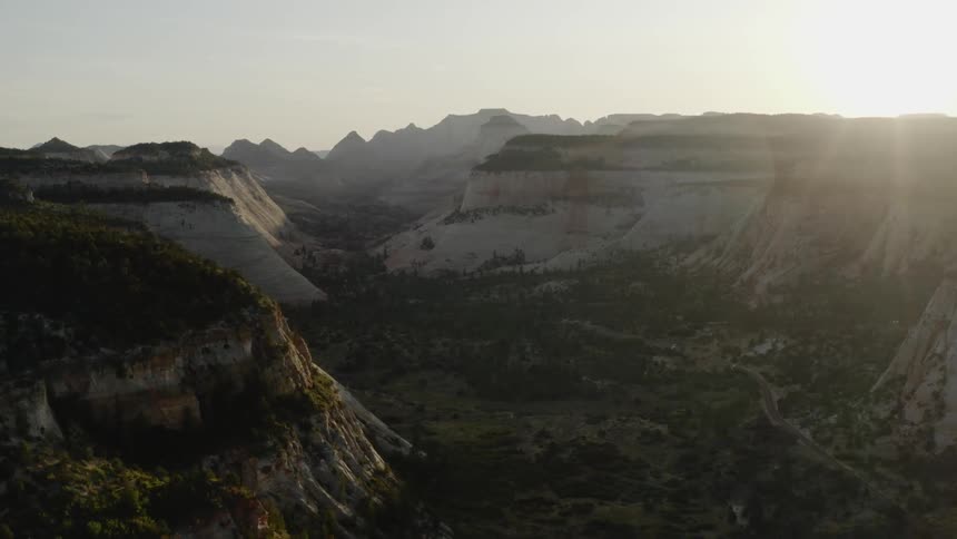 The canyon with the sun flare