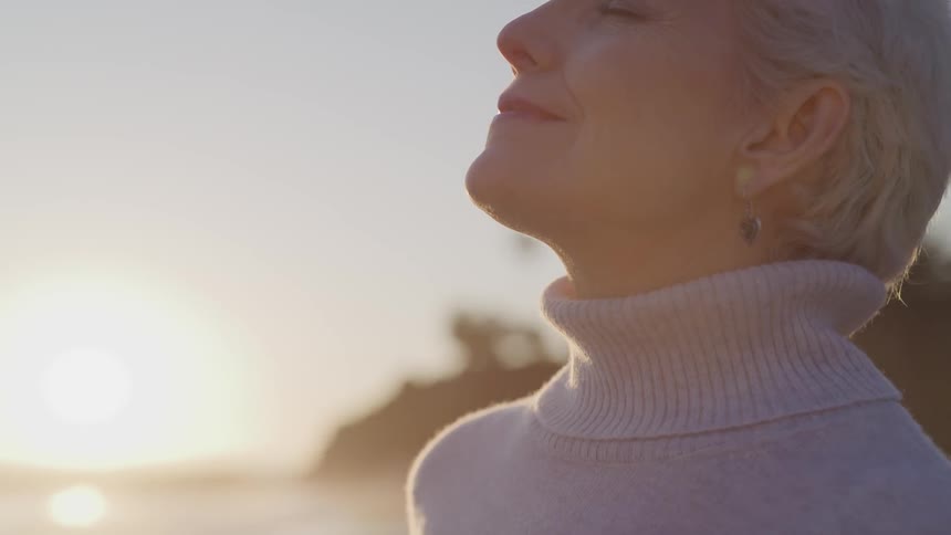 A woman looking into the sky