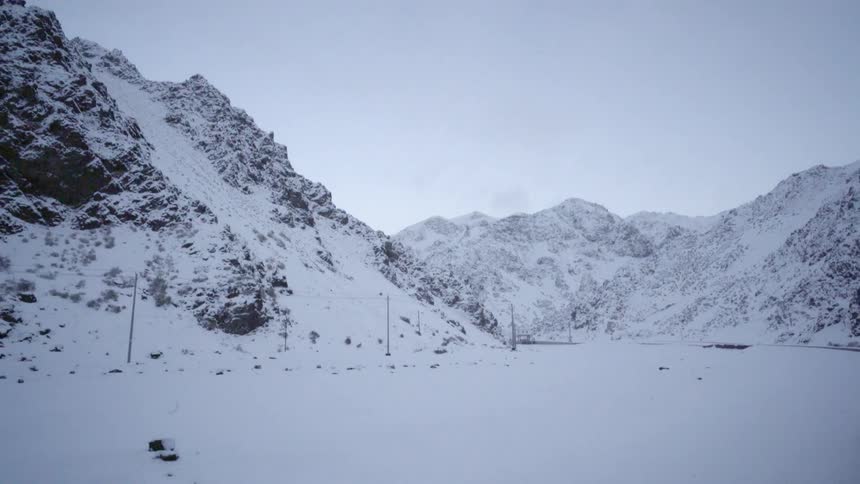 Snow covers a mountain