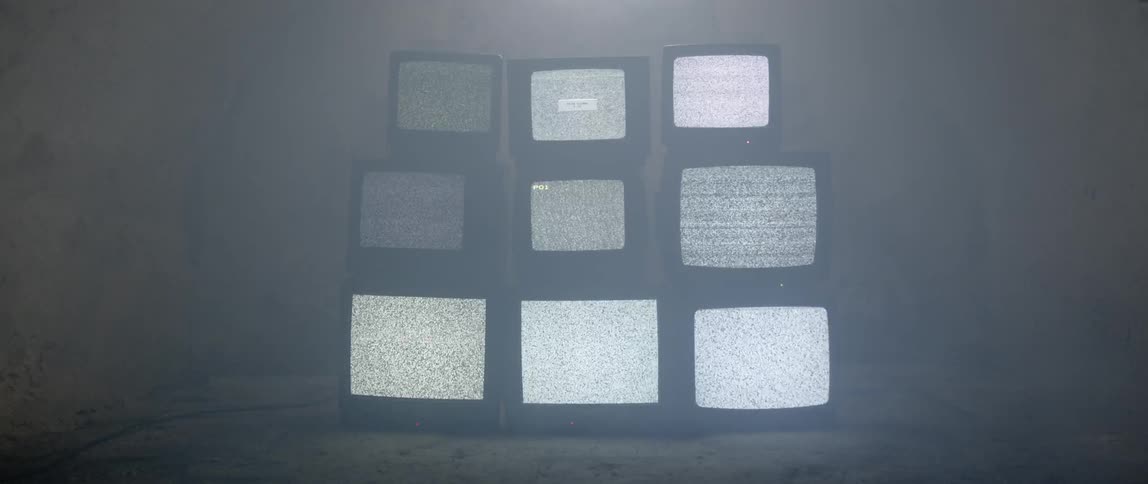 Televisions display white noise