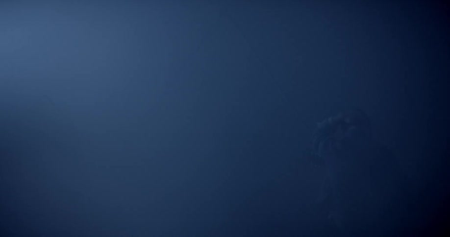 A person walking in a dark and smoky room with a guitar
