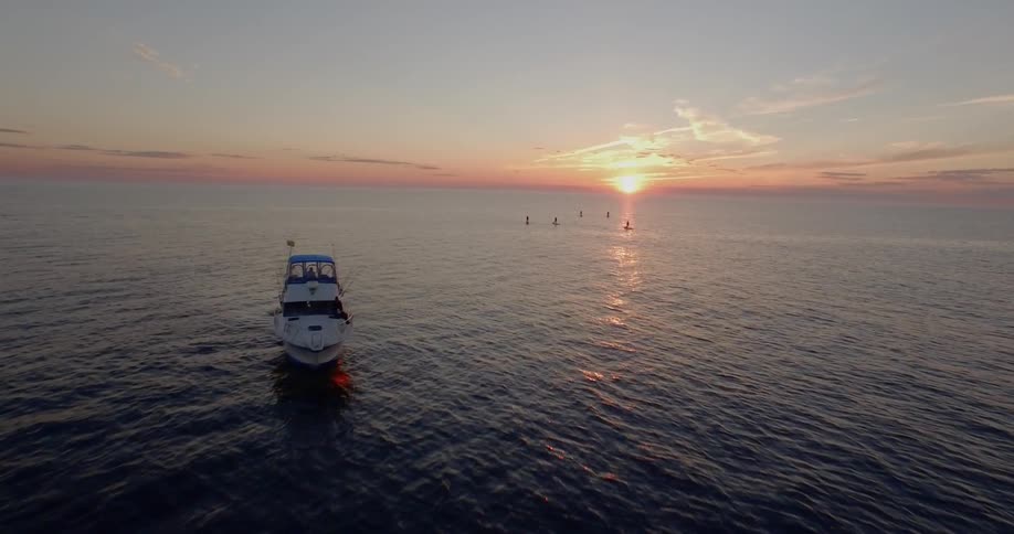 A yacht sails in the ocean