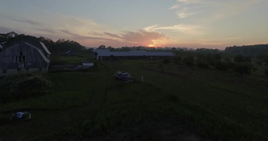 The sun is setting in the horizon