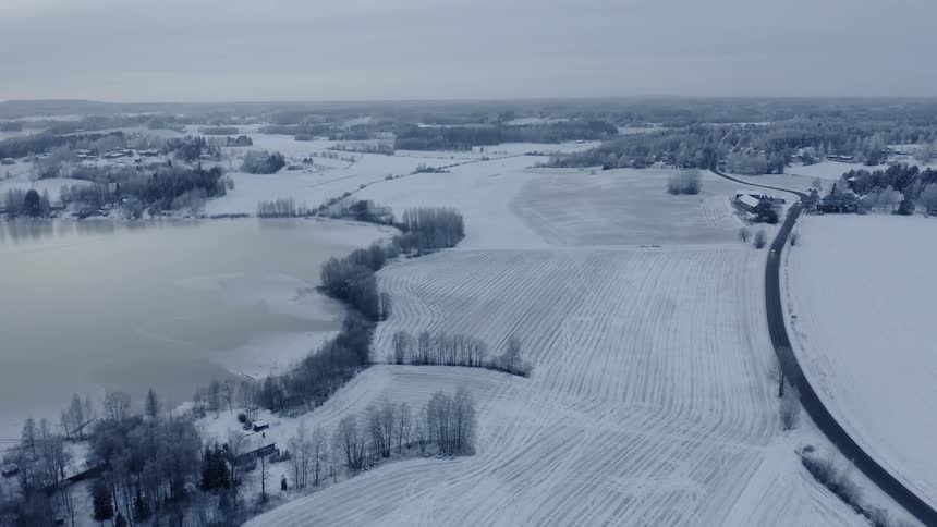 A countryside covered in show