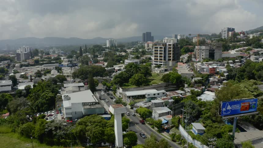 An aerial view of a developed city