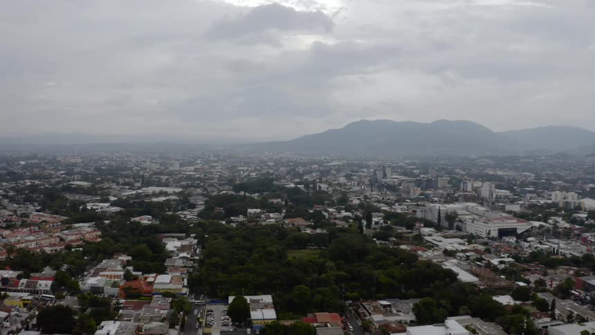 An aerial view of a city