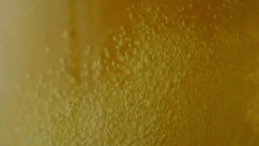 Beer in a glass bubbling