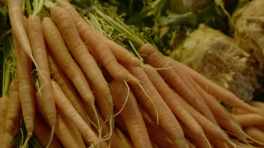 A pile of freshly picked carrots that have been washed