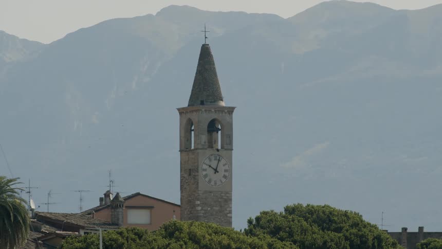 Close up view of a clock tower