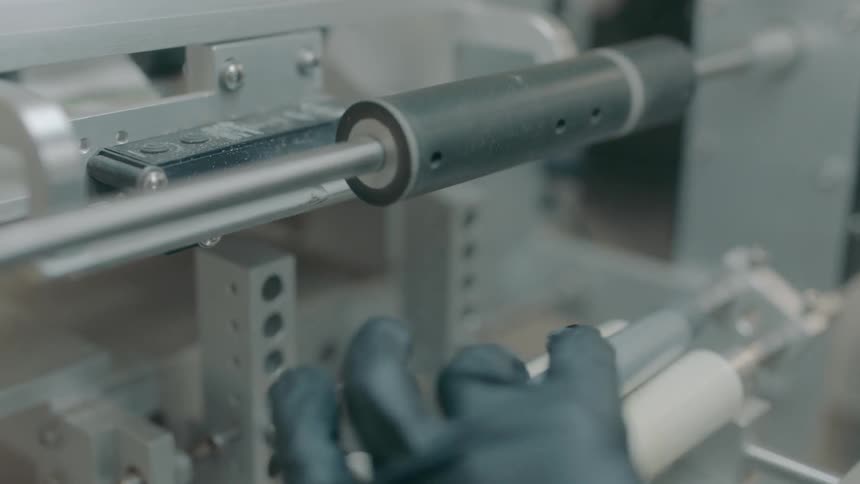 Labels being put on cylinders
