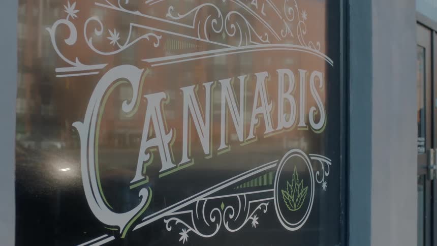 Cannabis signage at a dispensary store