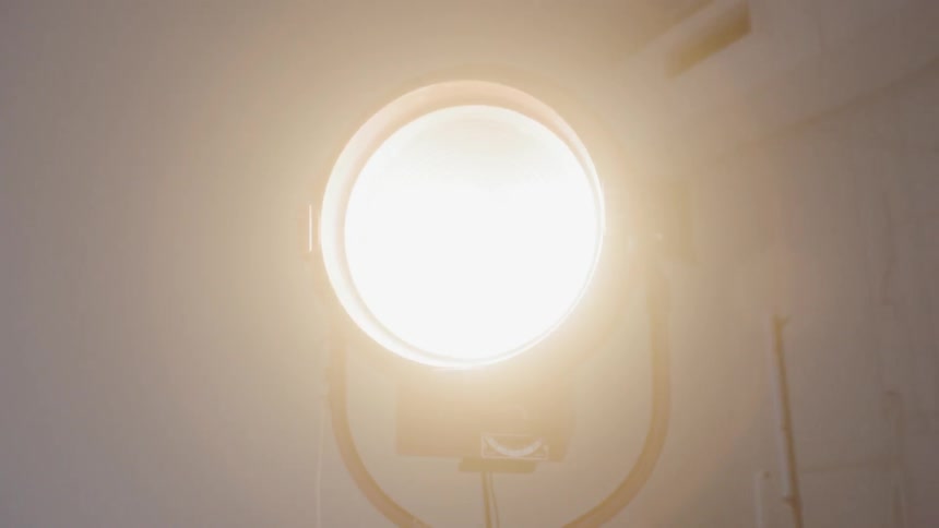 A spotlight in a studio offering illumination