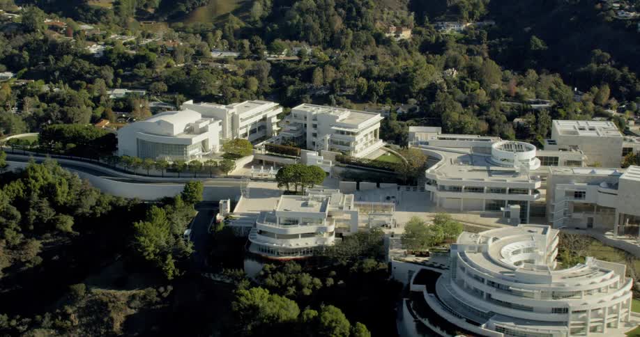 Aerial view of the Getty Museum in Los Angeles