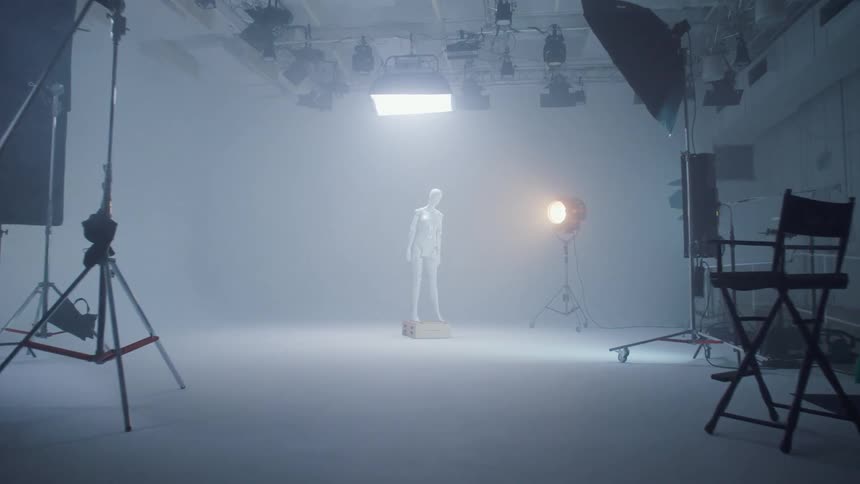 A white mannequin in photo studio