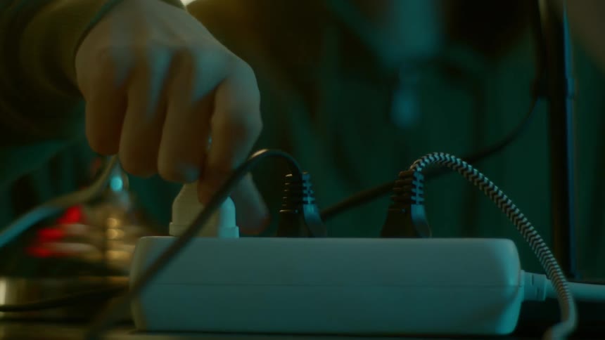 A person plugging in a lamplight