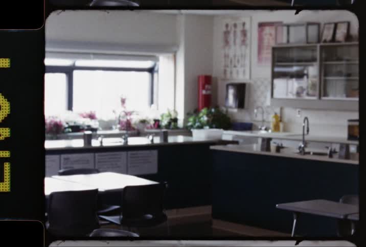 A vintage footage of a kitchen in a house