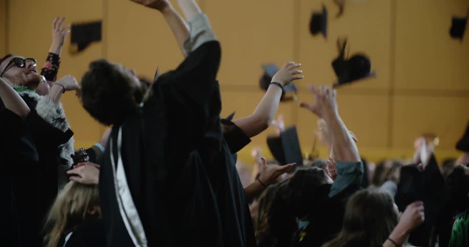 A group of people are graduation from school