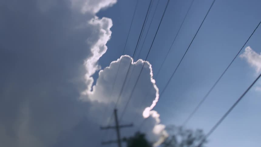 View of the sky over some power lines