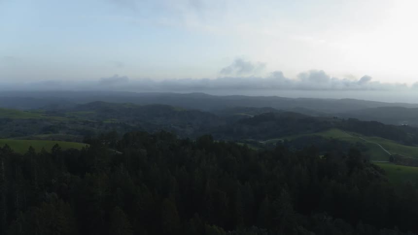 The range is full of hills and trees