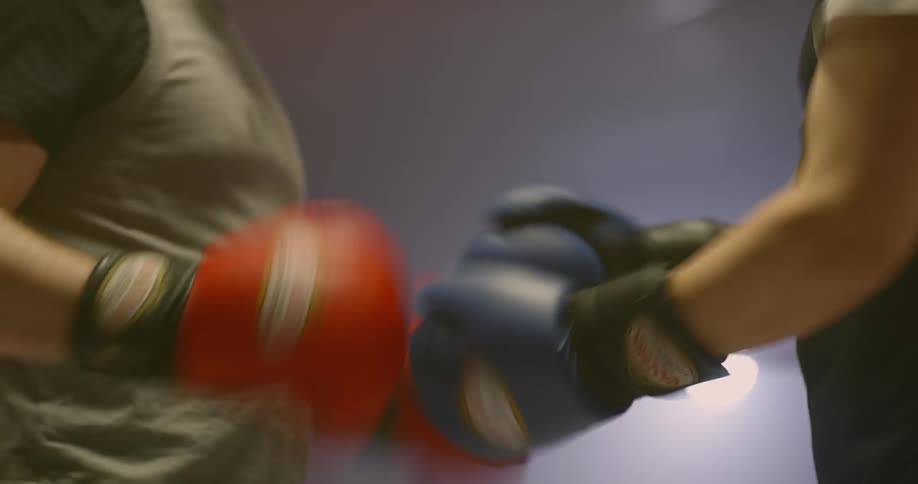 Boxers tap gloves as they prepare to spar