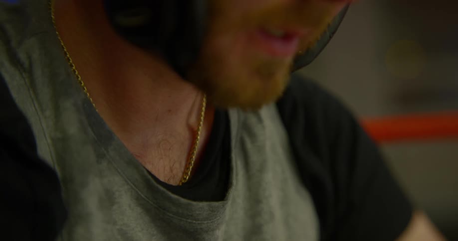 Close up of a man winded and breathing hard