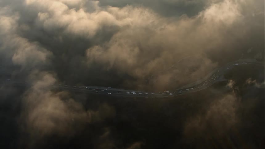 Birds eye view of cars on a highway