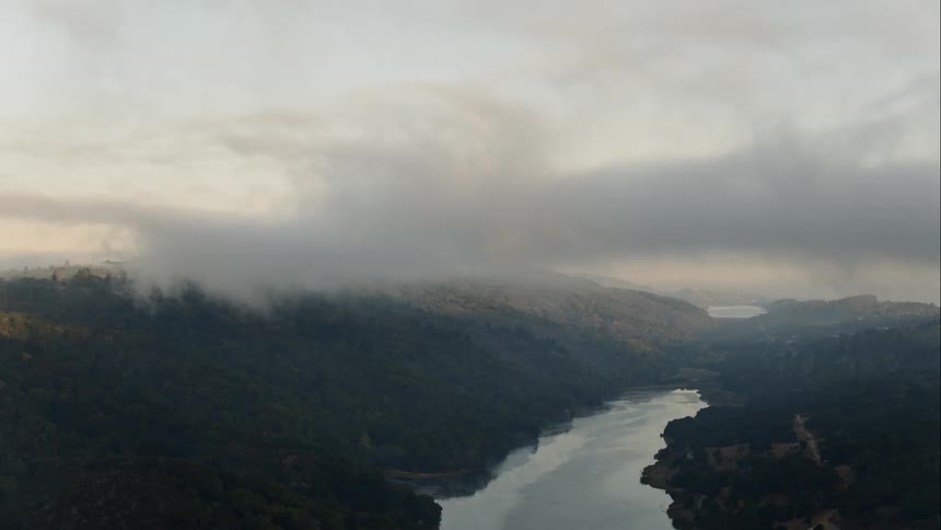 Aerial view of a river flowing