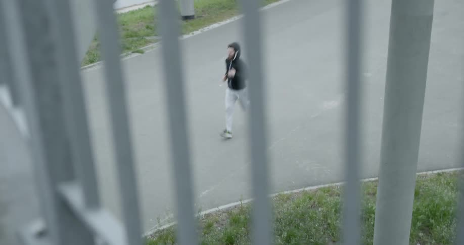 A man runs on the street