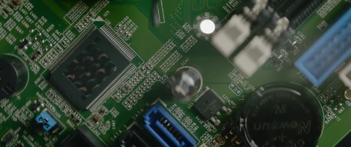 Birds eye view of a circuit board