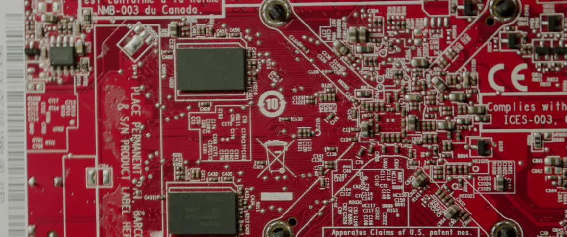 Birds eye view of a circuit board