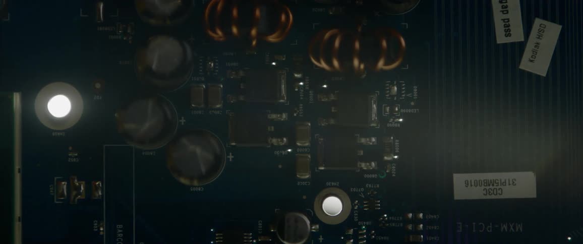 Lights glow on blue circuit board