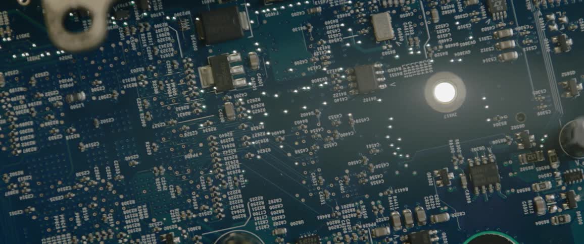 Lights on a circuit board flash and dim