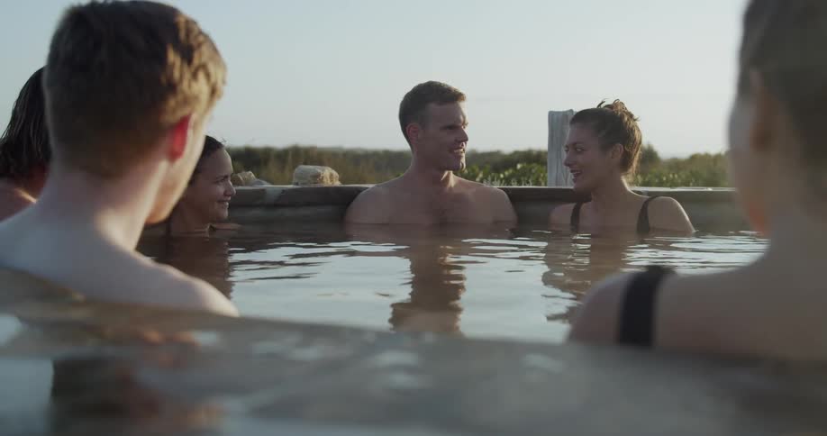A group of people in a hot tub