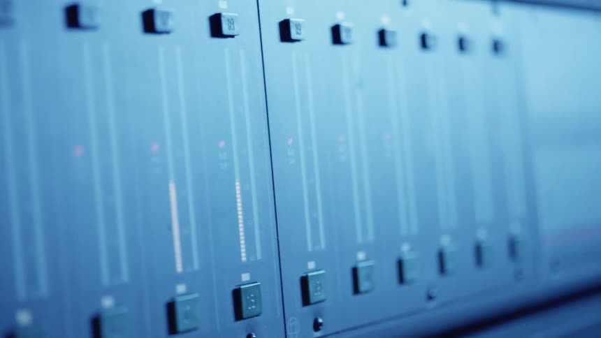 Close up of an audio mixer