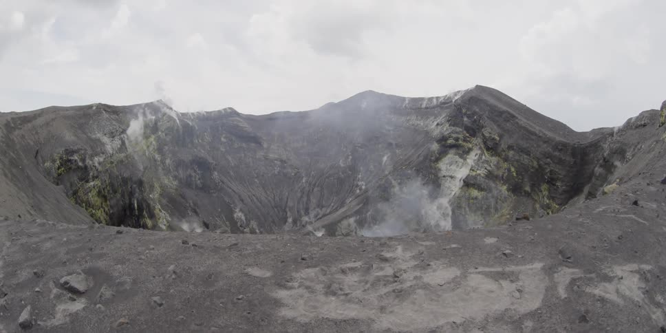 Smoking crater of a volcano