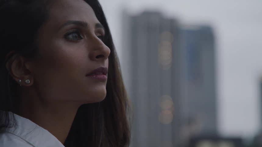 A woman looking into the sky