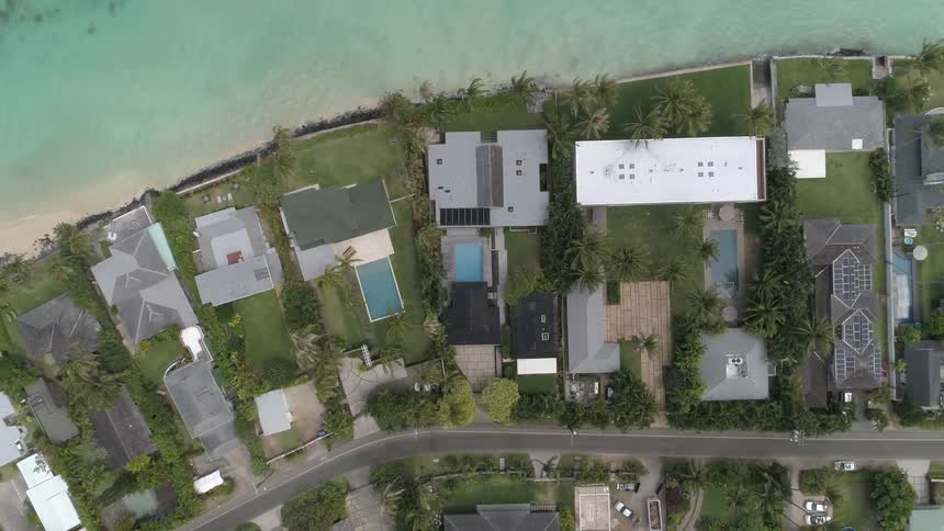 An aerial view of a neighborhood