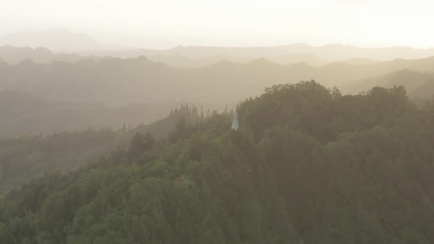 Landscape view of the sun over the hills