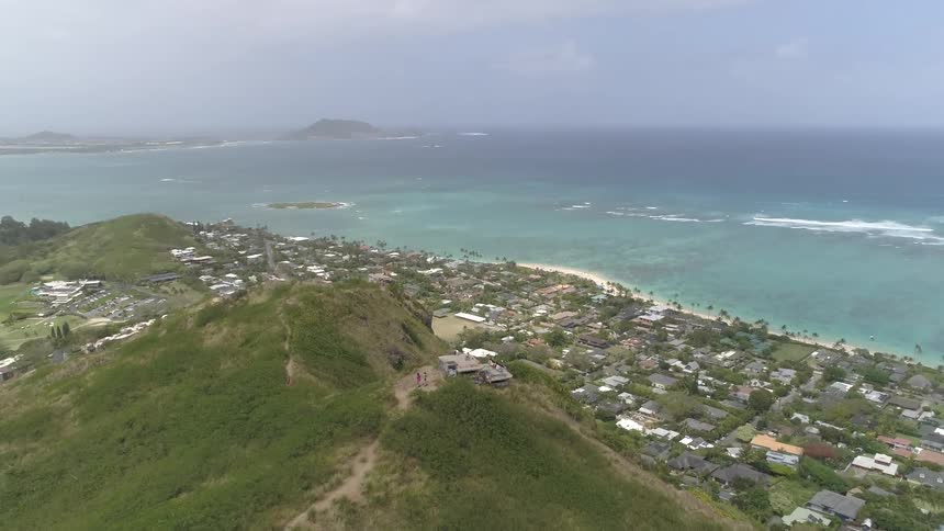 A small town sits on a coastline