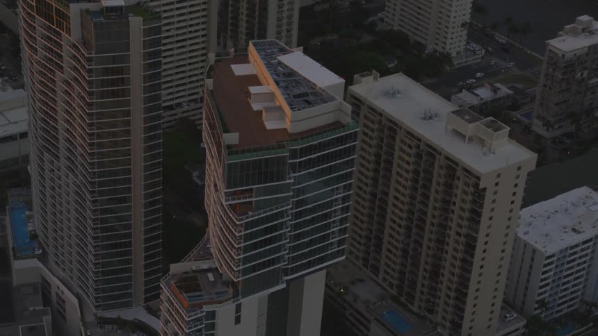 Passing over roof tops and city streets
